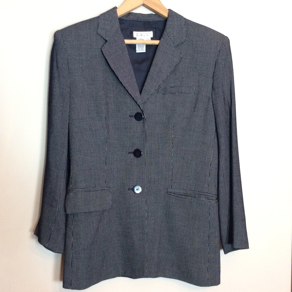 Talbots Sz 4RAYONDARK NAVY Dimensional BLAZER